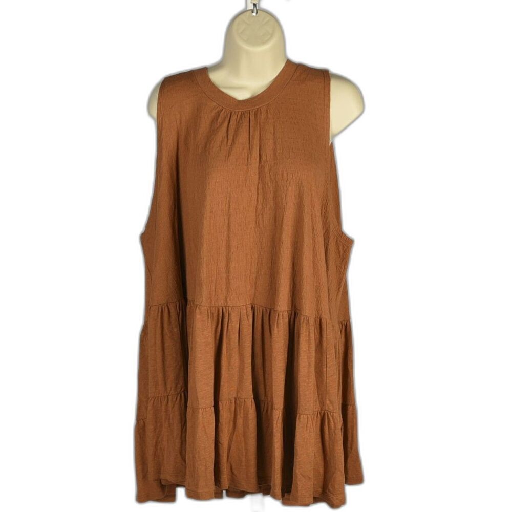 Free People Babydoll Sleeveless Bohemian Hippie Girl Mini Dress Size L  (NWT)